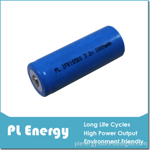 Top Quality 3.2V 1000mAh 18500 Cylindrical LiFePO4 Battery Cell
